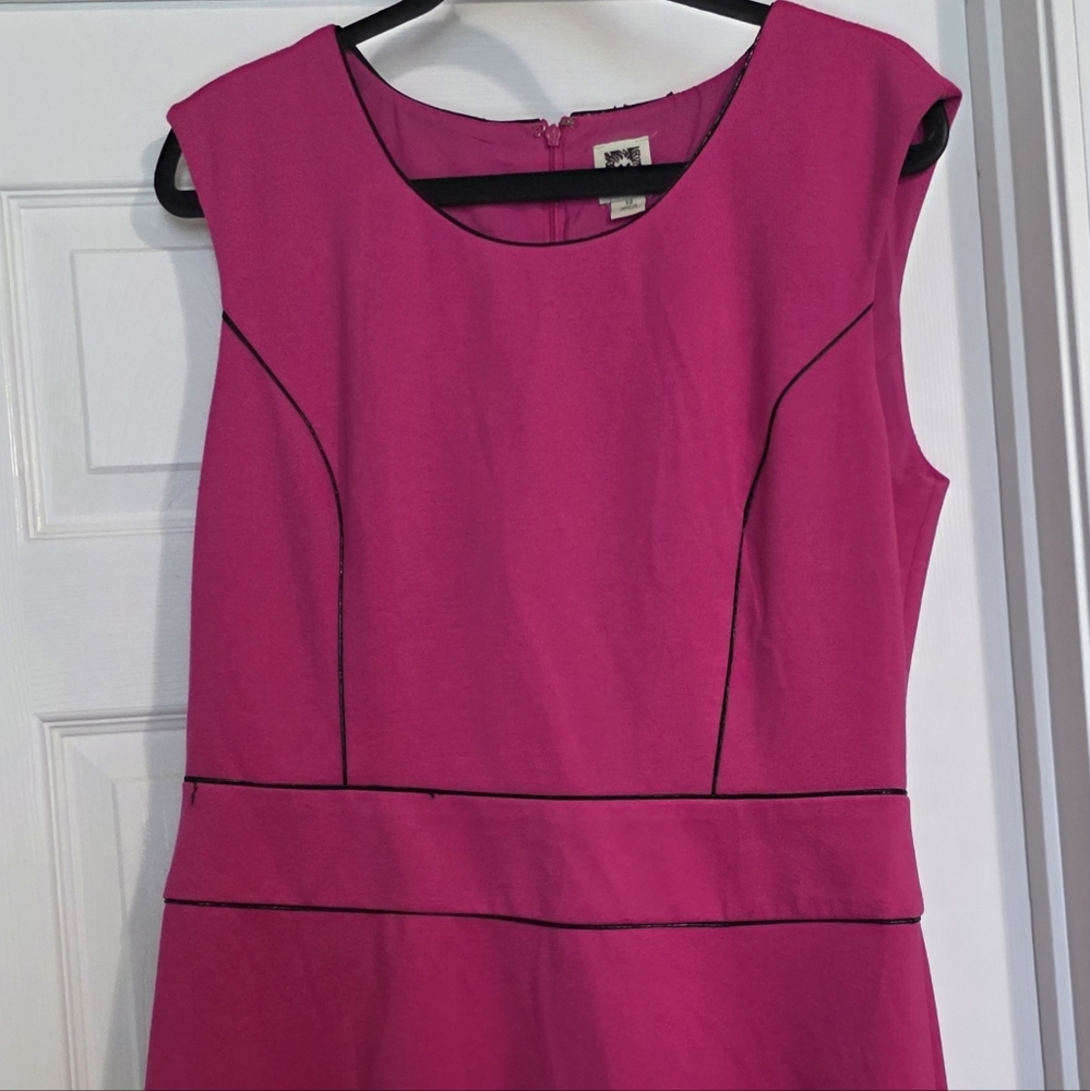 Anne Klein Pink Sheath Midi Dress Scoop Neck Sleeveless